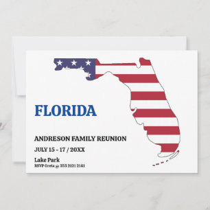 Invitation Famille Réunion 🎉 FLORIDA State Map USA Drapeau