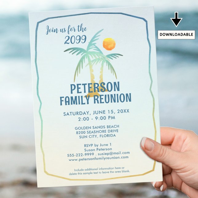 Invitation Famille Réunion Palm Trees Plage Tropical (Créateur téléchargé)