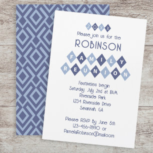 Invitation Famille Réunion Personnalisée Fête Fun Blue