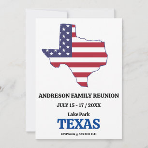 Invitation Famille Réunion 🎉 Texas State Map USA Drapeau