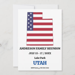 Invitation Famille Réunion 🎉 Utah State Map USA Drapeau