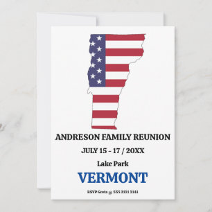 Invitation Famille Réunion 🎉 VERMONT State Map USA Drapeau