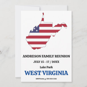 Invitation Famille Réunion 🎉 WEST VIRGINIA State Map USA Dra