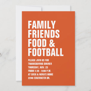 Invitation Familles amis nourriture football moderne Thanksgi