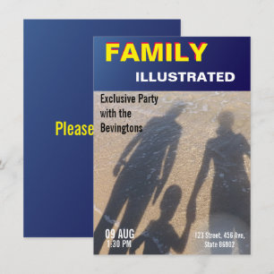 Invitation Family Beach Party Fake News Faux Magazine Couvert