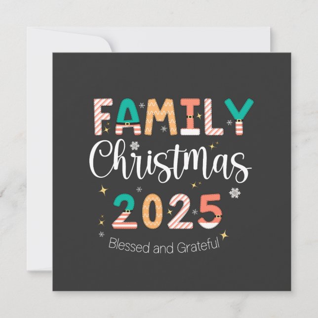 Invitation Family Christmas 2025 Blessed and Grateful  (Devant)