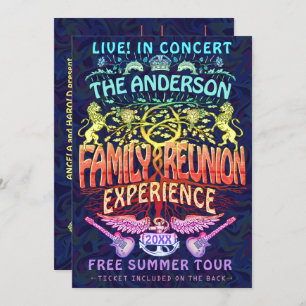Invitation Family Reunion Band Retro les années 70 Concert Ti