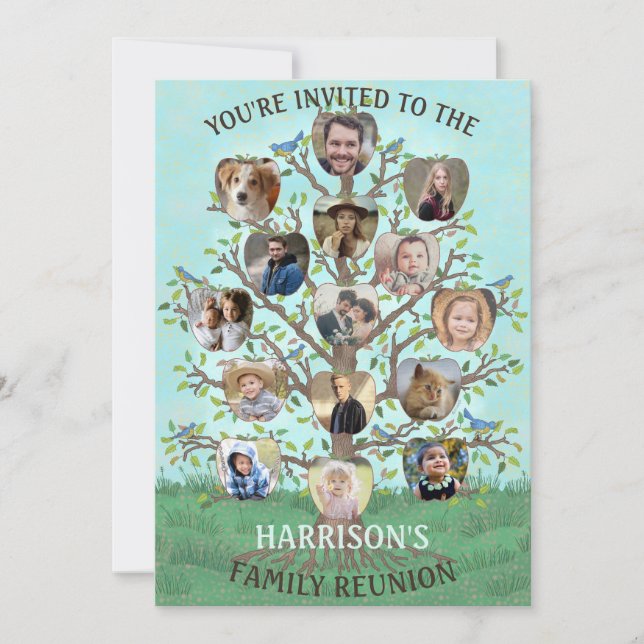 Invitation Family Reunion Tree 15 Photo Collage Custom Party (Devant)