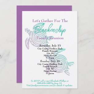 Invitation Family Reunion Tribal Art Turtle Deux jours Événem