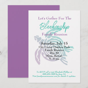 Invitation Family Reunion Tribal Art Turtle Événement d'une j