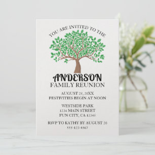 Invitation Family Tree Reunion Green Feuilles