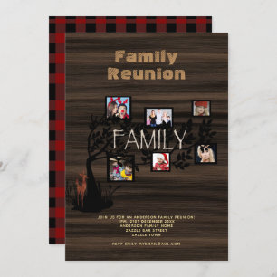 Invitation Family Tree REUNION Photo Collage Rustic Buffalo