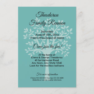 Invitation Family Tree Turquoise Green Family Reunion Invitat