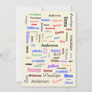 Invitation Family Word Cloud Fab Fun Script personnalisé