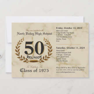 Invitation Fancy 50th High School Reunion - événement de deux