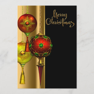 Invitation Fancy Arbre Ornements Rouge Or Noël