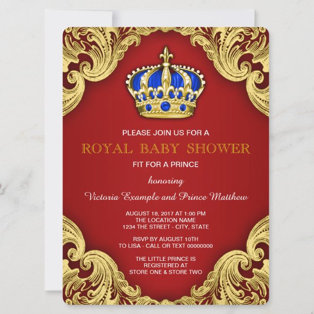 Invitation Fancy Baby shower rouge (Dos)