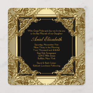Invitation Fancy Black and Gold Bar Mitzvah
