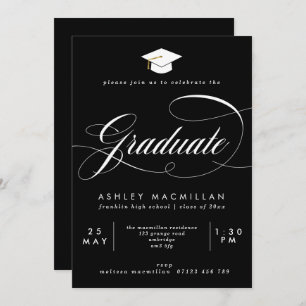 Invitation Fancy Black & White Graduation Party