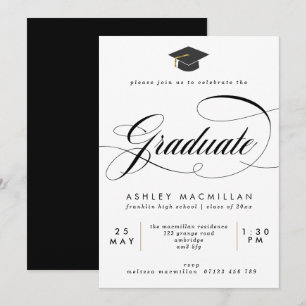 Invitation Fancy Black & White Graduation Party