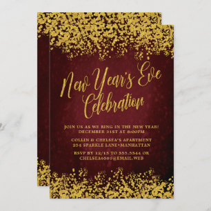 Invitation Fancy Burgundy & Gold New Year's Eve Party