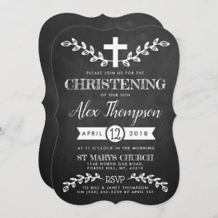 Invitation Fancy Chalkboard Cross & Folitening