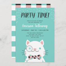 Fancy Chat Turquoise Anniversaire de enfant Party