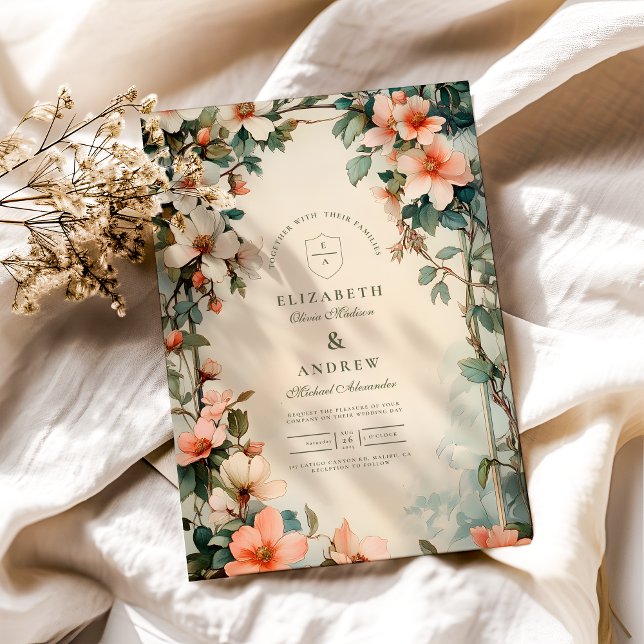 Invitation Fancy Floral Art Nouveau Mariage (Créateur téléchargé)