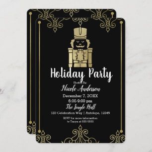 Invitation Fancy Gold Black Nutcracker Holiday Party