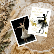 Fancy Gold Black Watercolor Ballet Graduate TMF26