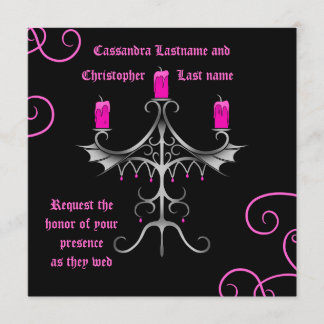 Invitation Fancy gothique chandelabra rose chaud sur la nupti