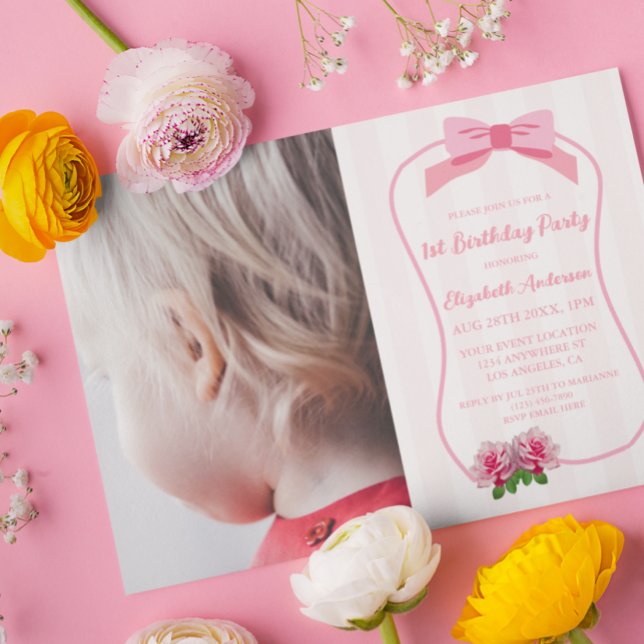 Invitation Fancy One Arc Floral 1er Anniversaire (Créateur téléchargé)