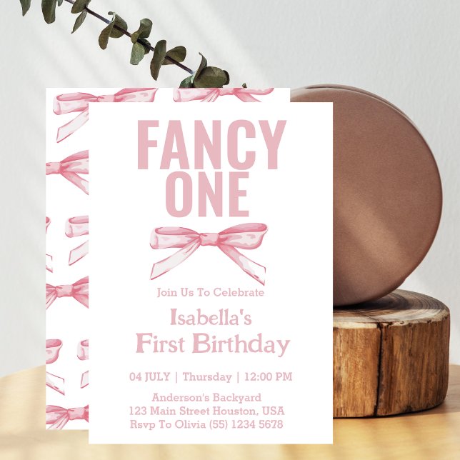 Invitation Fancy One Arc Rose Coquette Fille 1er Anniversaire (Créateur téléchargé)