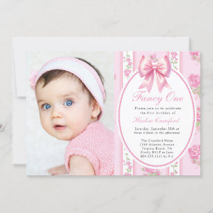 Invitation Fancy One Vintage One Girl Photo Anniversaire