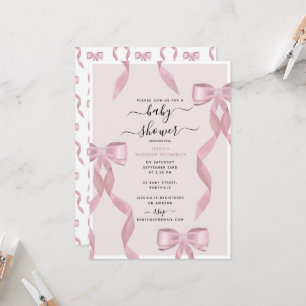 Invitation Fancy Pink Bow thème Girls Baby shower