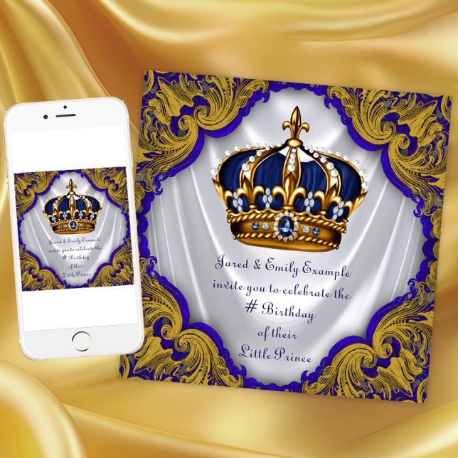 Invitation Fancy Prince Anniversaire (Prince birthday party invitation for instant download and print.)