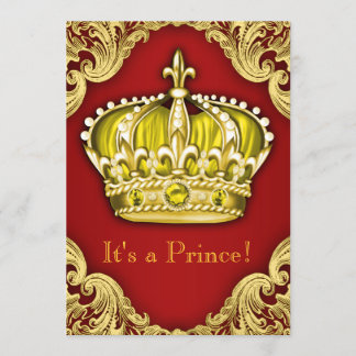 Invitation Fancy Prince Baby Shower Rouge
