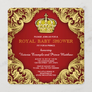 Invitation Fancy Prince Baby Shower Rouge