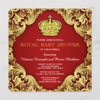 Invitation Fancy Prince Baby Shower Rouge
