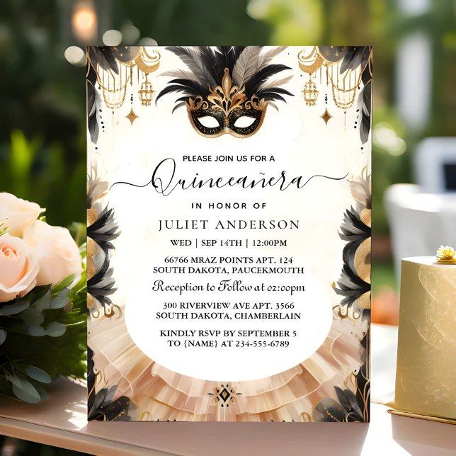Invitation Fancy Prom Mask Fun Masquerade Ball Quinceanera (Créateur téléchargé)