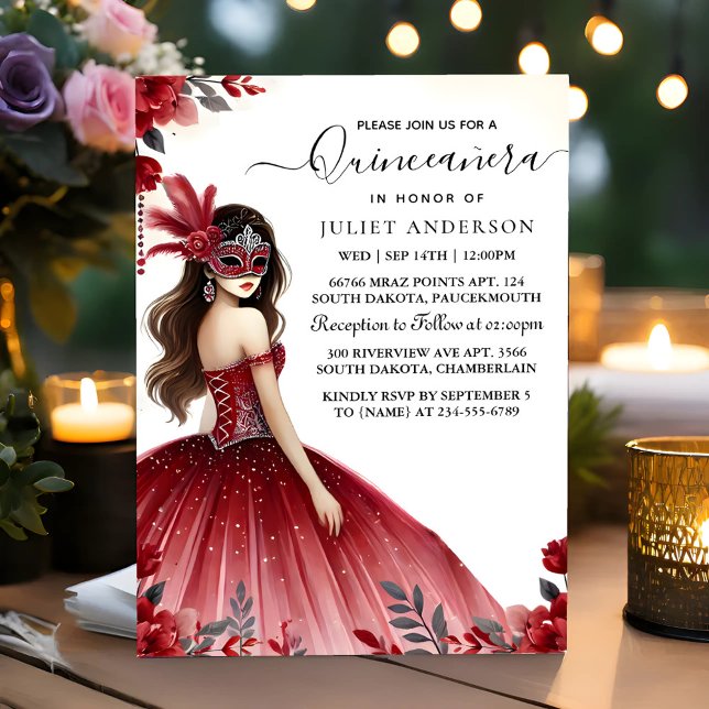 Invitation Fancy Prom Mask Fun Masquerade Ball Quinceanera (Créateur téléchargé)