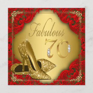 Invitation Fancy Red Gold High Heel Fabulous 70e Anniversaire