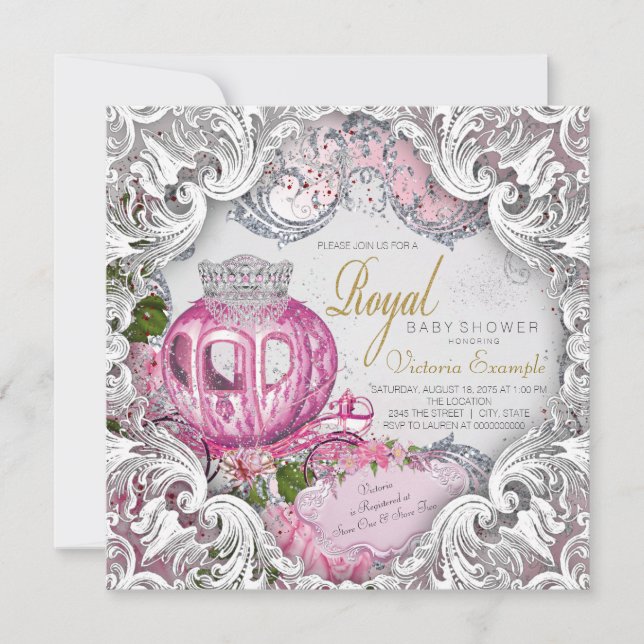 Invitation Fancy Royal Princess Baby shower (Devant)