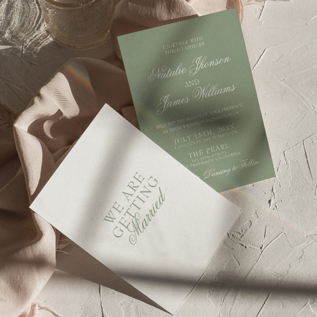 Invitation Fancy Sage Green Luxury Boho Modern Wedding (Créateur téléchargé)