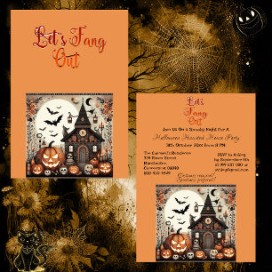 Invitation Fang Out Script Moderne Haunted House Party
