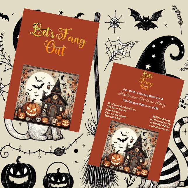 Invitation Fang Out Script Scandale Halloween Costume Party (Lets Fang Out Script Scary Halloween Costume Party Invitation)
