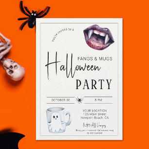 Invitation Fangs et Mugs Halloween Party Vampires Araignée Am