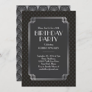 Invitation Fans d'argent élégants fête d'anniversaire Art déc