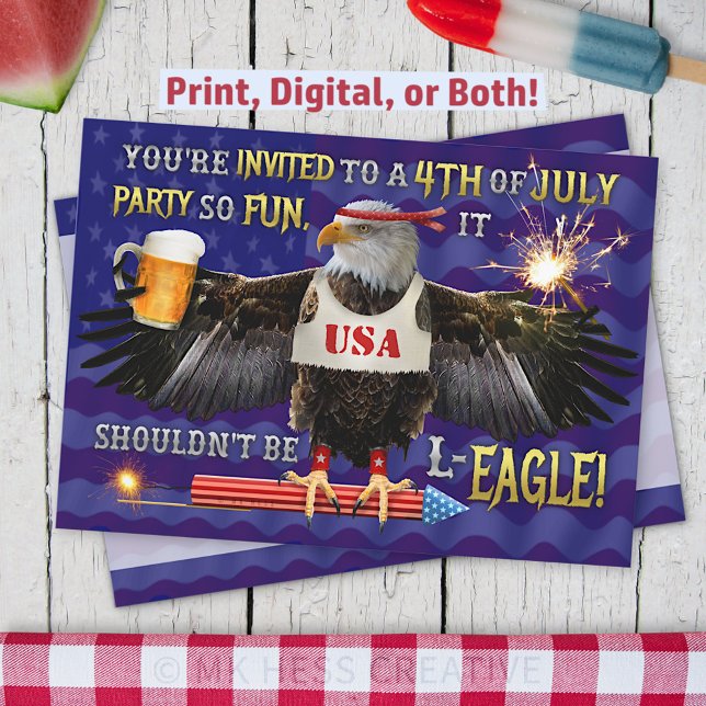 Invitation Fantaise 4 juillet | Feu d'artifice de bière Eagle (Créateur téléchargé)