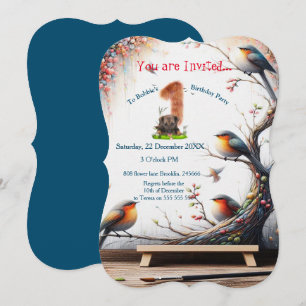 Invitation Fantaisie artistique, dessins d'oiseaux en couleur